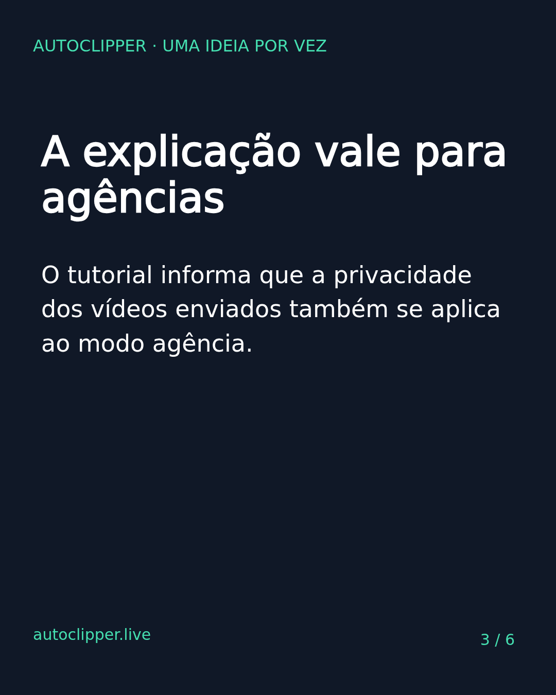 Slide 3 do carrossel Modo criador ou clipador? A diferença também está na privacidade dos vídeos e no acesso aos cortes do acervo.