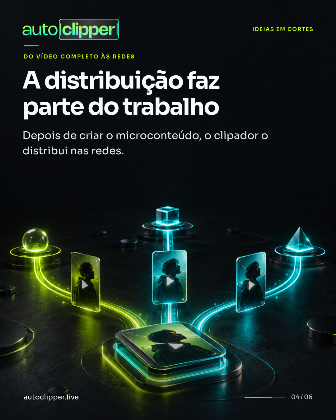 Slide 4 do carrossel O trabalho de um clipador é levar a mensagem adiante.